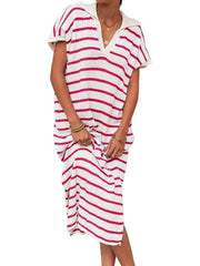Women's Spring Striped Lightweight Soft Knit Maxi Dress