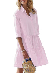 Women's Striped Button Down Shirt Dress