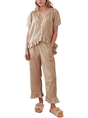 Women's 2 Piece Gingham Pajama Set