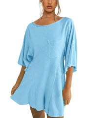 Women‘s Casual Short Sleeve Romper With Pockets
