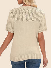 Women's Summer Hollow Out Short Sleeve Knit Tops