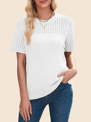 Women's Summer Hollow Out Short Sleeve Knit Tops