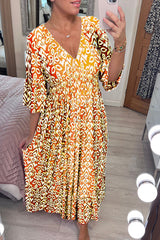 New Bohemian Casual Print V-neck Long Dress