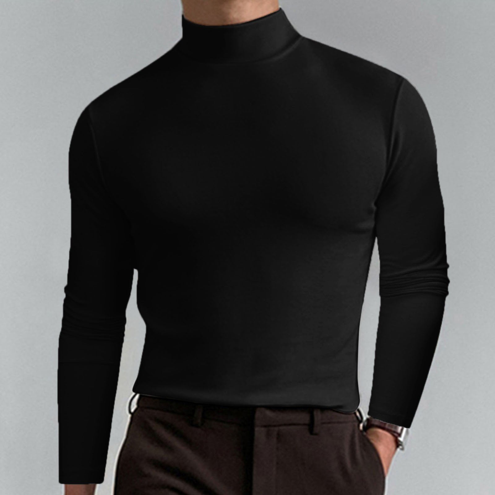 Hot Sale 40% OFF - Men's High Neck Slim Fit Long Sleeve T-shirt