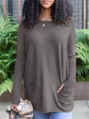 New  Long Sleeve Thumbhole Sweater Pocket Tunic