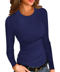 Round Neck Stretch Slim Ribbed Basic Shirts