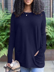 New  Long Sleeve Thumbhole Sweater Pocket Tunic