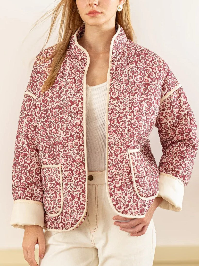 Women's Floral Pattern Quilted Outerwear