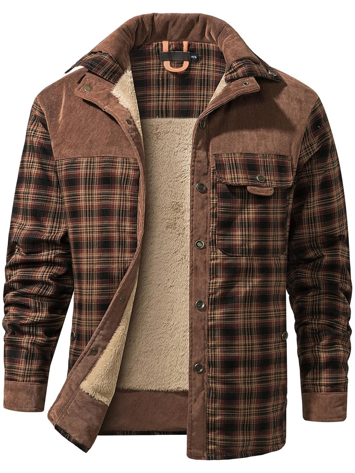 Men's Warm Plaid Fleece-Lined Outdoor Jacket
