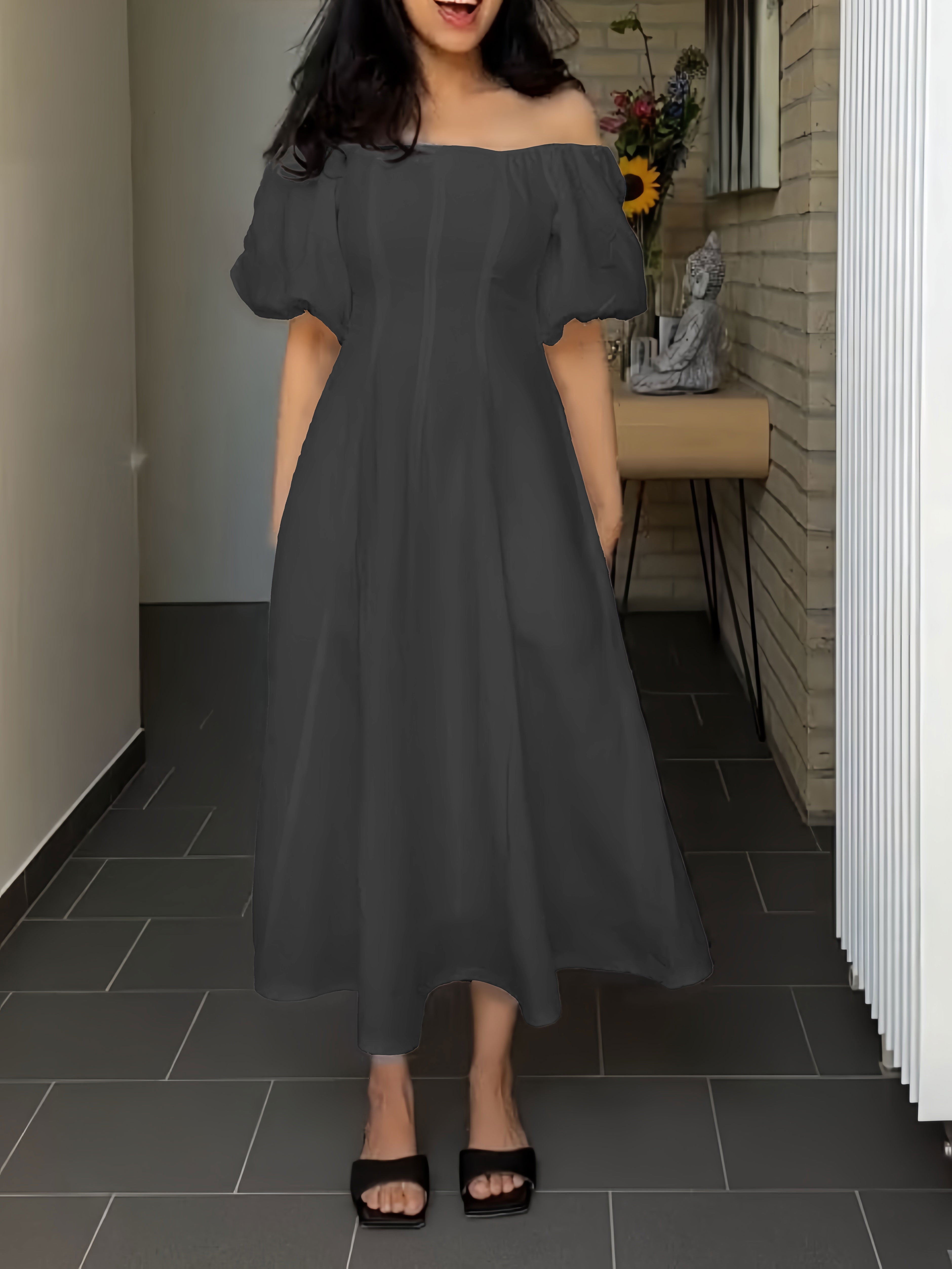 Fluttering Strapless Puffy Sleeve Dress