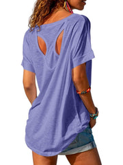 Women's Open Back Workout Casual Athlete T-Shirts