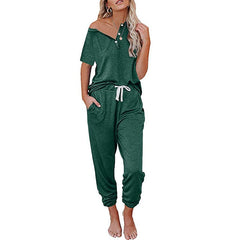 Loose Short-sleeved Button Casual Set