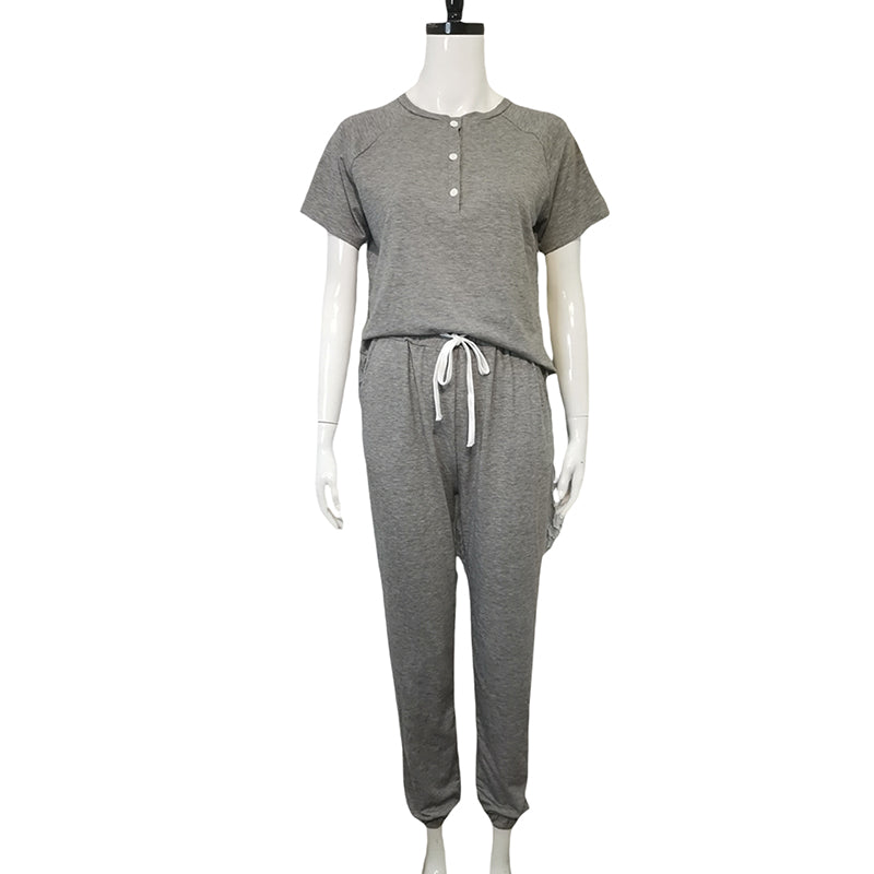 Loose Short-sleeved Button Casual Set