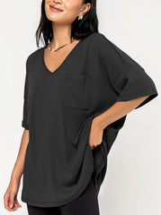 Women's Oversized V-Neck Pocket Tee