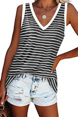 V-neck Splicing Sleeveless T-shirt Female