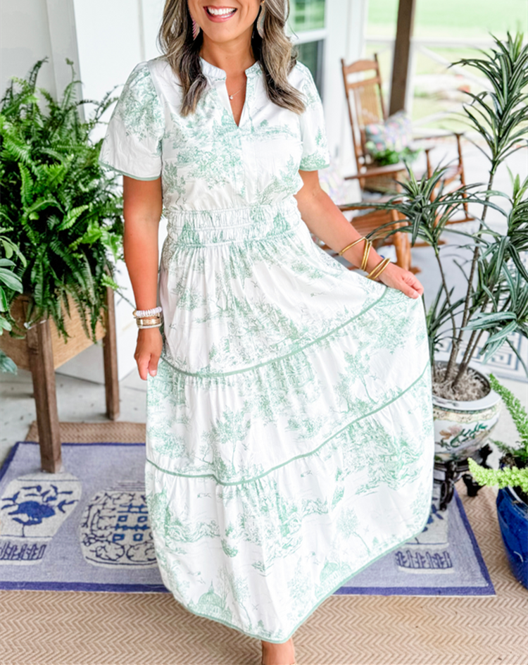 Women's Charming Toile Maxi Dress
