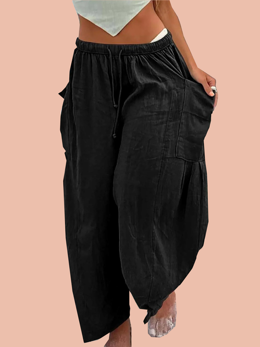 Women's Casual Linen Blend Palazzo Pants