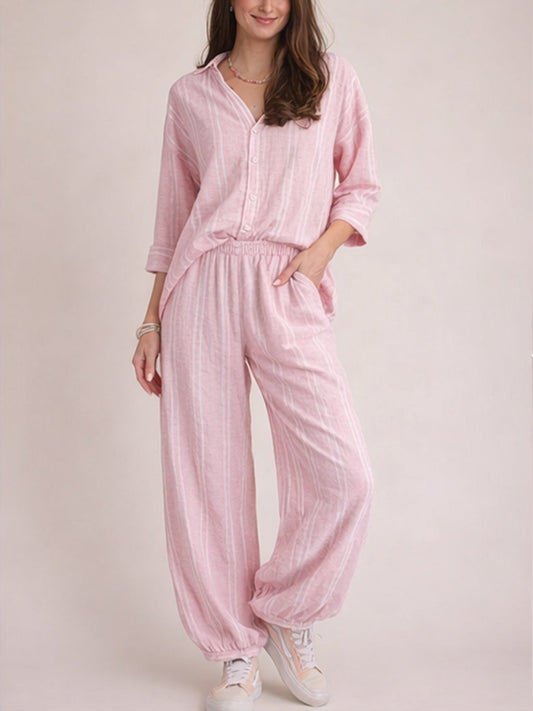 Women¡¯s Oversized Stripe Two Piece Set