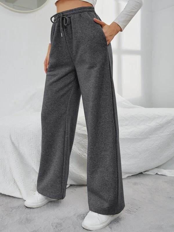 Solid Drawstring Slant Pocket Sweatpants