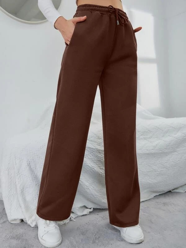 Solid Drawstring Slant Pocket Sweatpants