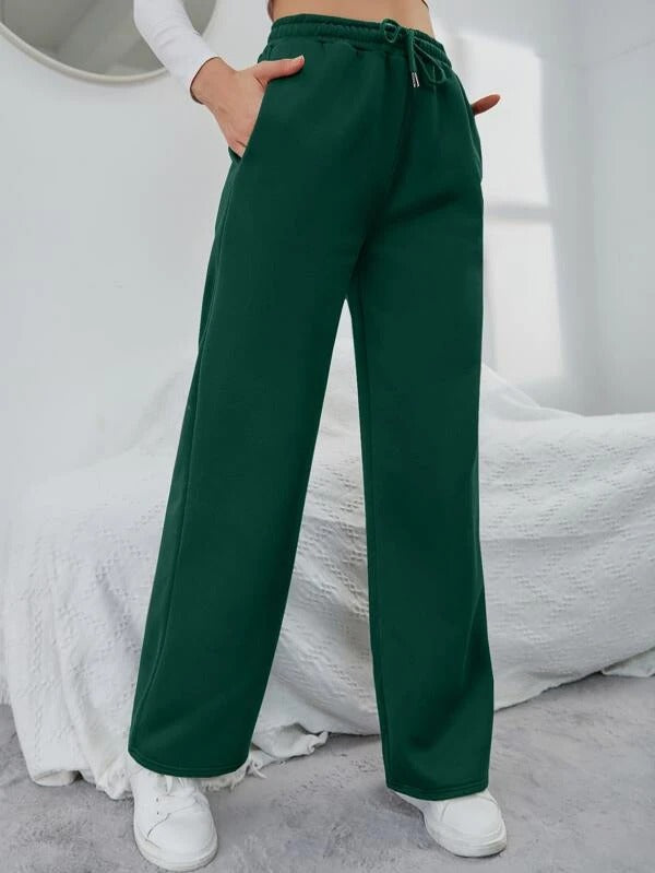 Solid Drawstring Slant Pocket Sweatpants