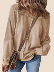 Women's  Reverse Seam Waffle Knit Sweatshirt