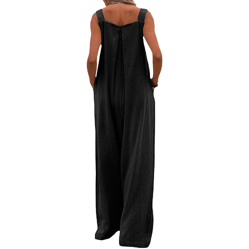 Pocketed Cotton And Linen Breathable Wide Leg Pants