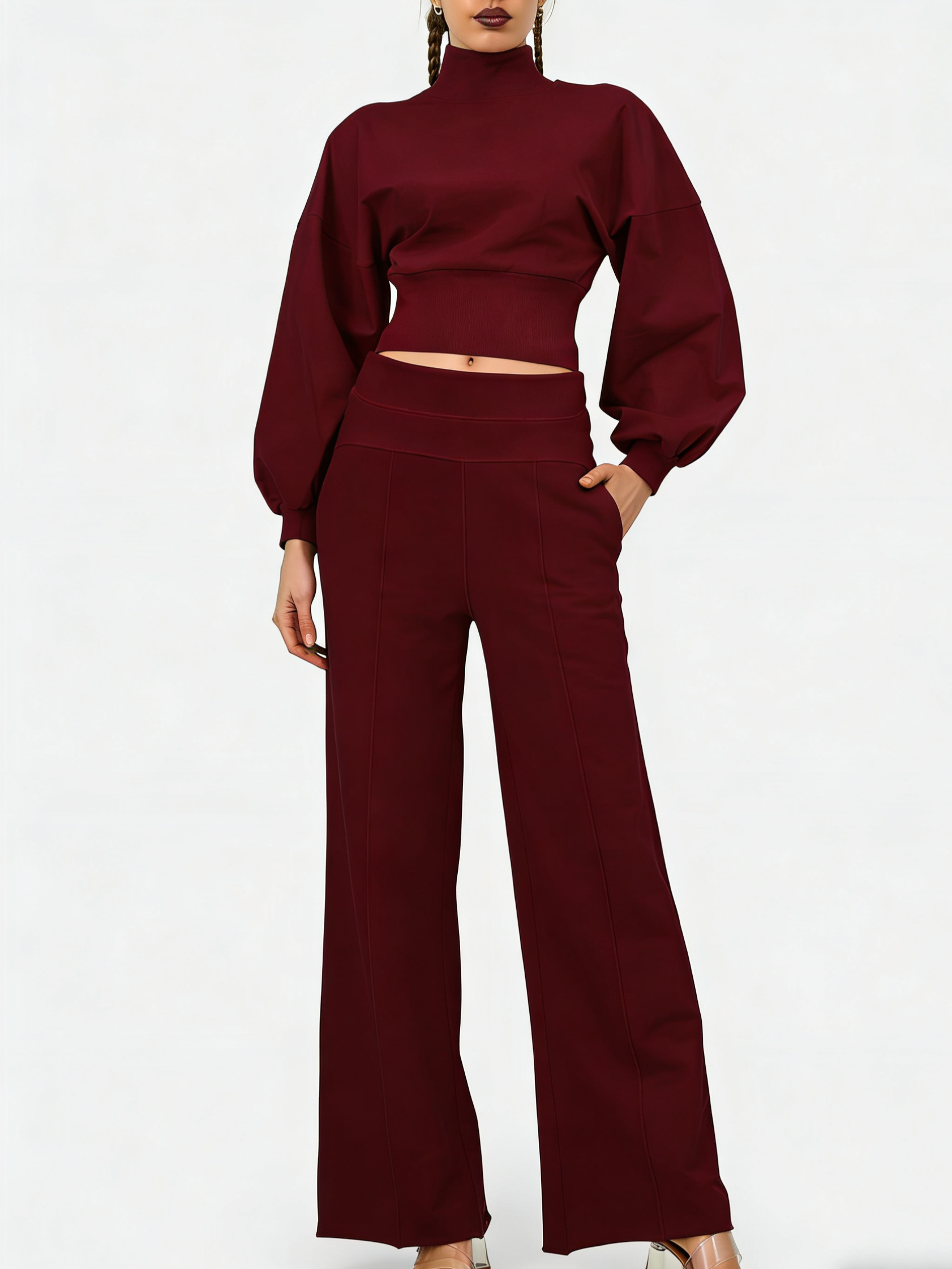 Women's Turtleneck Casual Two-Piece Set