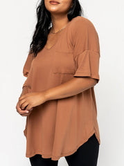 Women's Oversized V-Neck Pocket Tee
