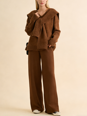 Women's Sweater with Attached Scarf Two-Piece Set