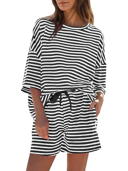 Women's Striped 3/4 Sleeve Lounge Sets