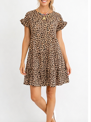Women's Spring & Summer Leopard Print Ruffle Dress