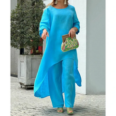 Solid Color Casual Two Piece Suit