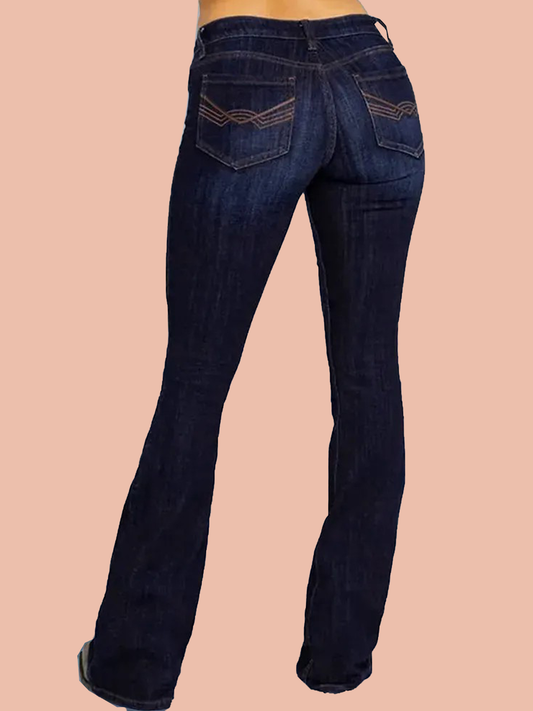 Women's Mid Waist Retro Bootcut Pants