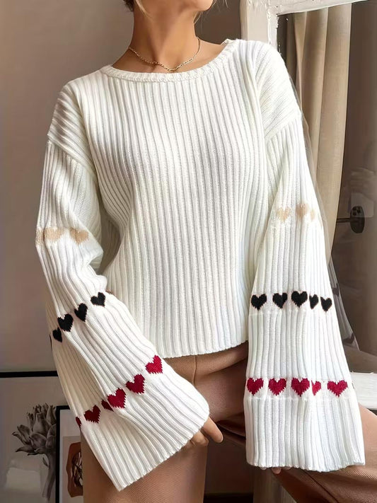 Women's Heart-shaped Knitted Sweater