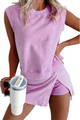 Women's Mineral Wash Tank Top and Slit Skirt Set