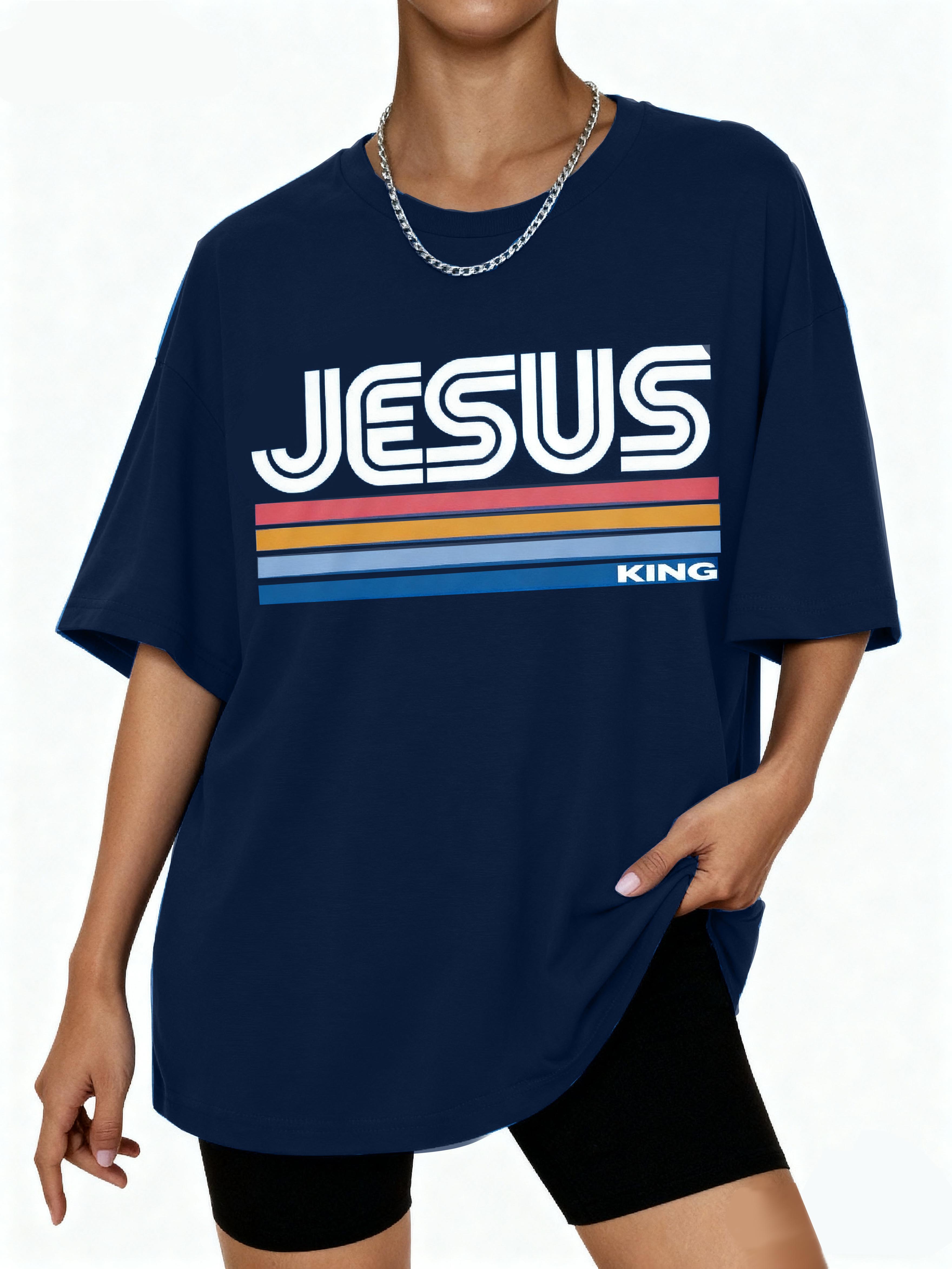 Retro Jesus King Oversized Cotton T-Shirt