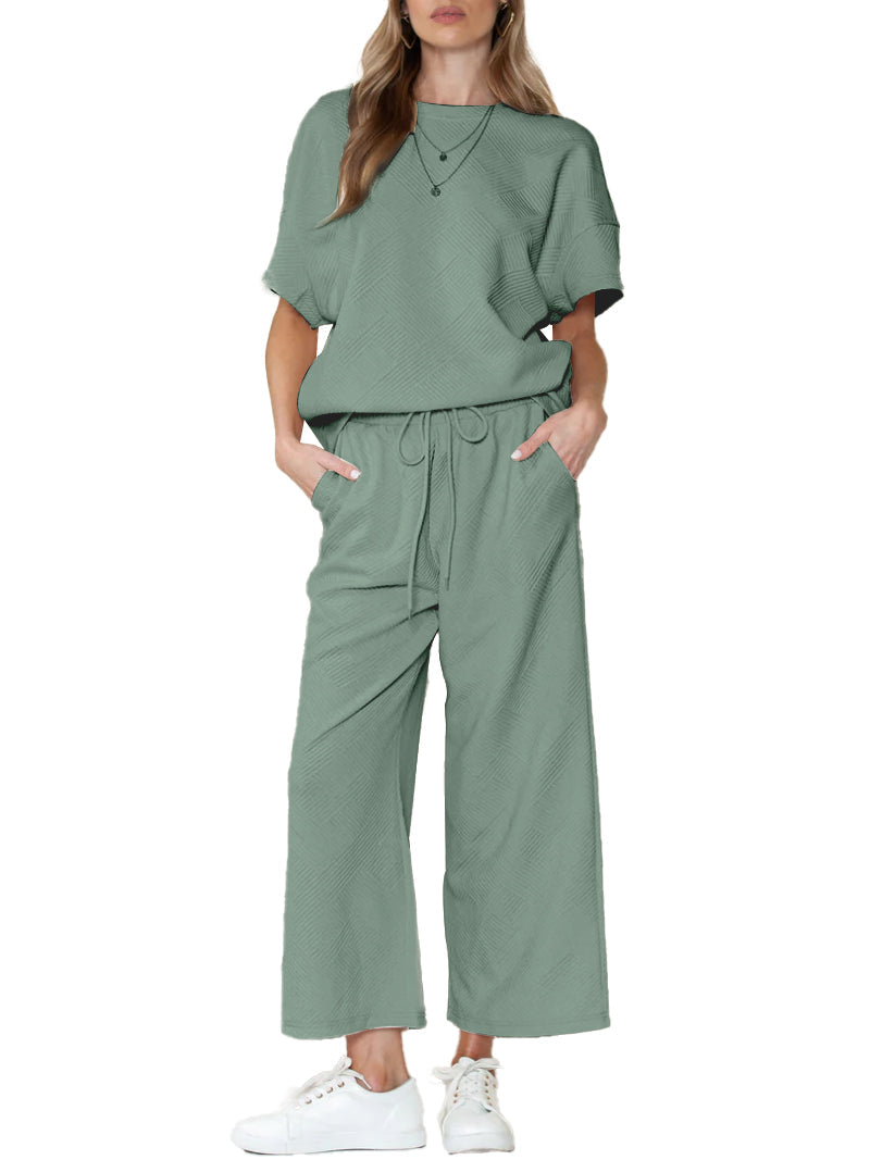 Women's Two Piece Textured Sports Casual Suit
