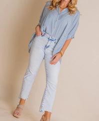 Women's Oversized Striped Button-down Shirt