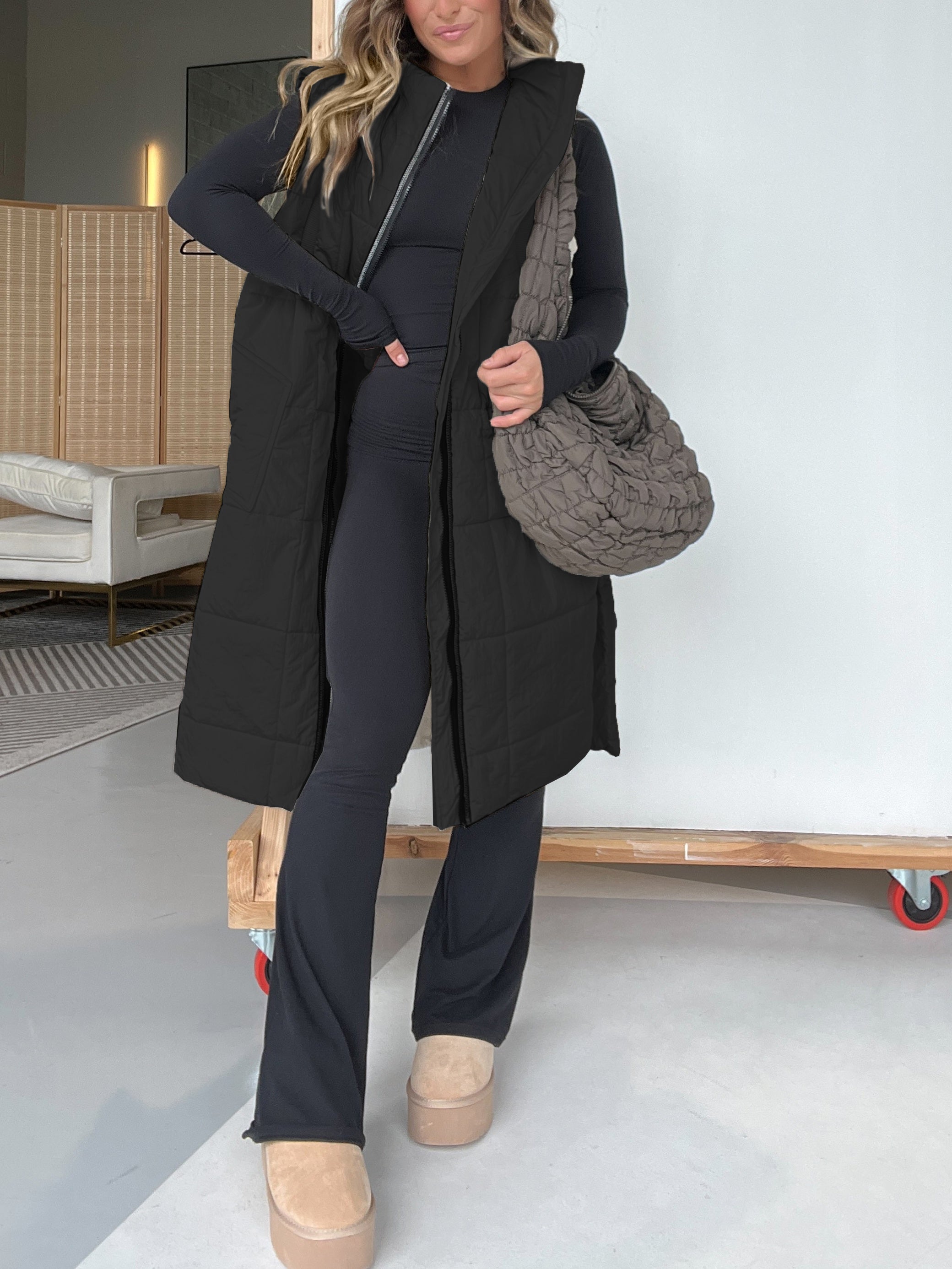 Women's Oversized Zipper Long Vest