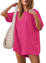 Women's Summer Oversized Reversible Tee Romper