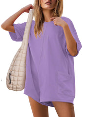 Women's Summer Oversized Reversible Tee Romper