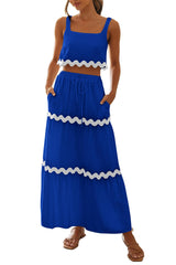 Women's Square Neck Lace Up Half Skirt Set