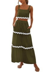 Women's Square Neck Lace Up Half Skirt Set