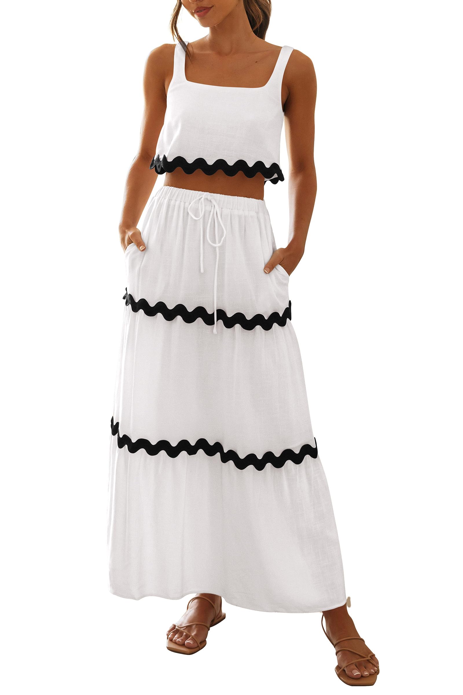 Women's Square Neck Lace Up Half Skirt Set