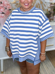 Women's Contrast Striped Short Sleeve Tee