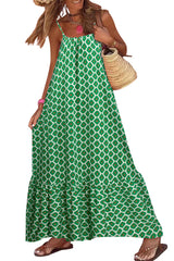 Women's Spaghetti Strap Ruffled Bohe Maxi Dress