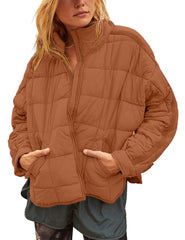 Women's Oversized Splice Quilted Lightweight Puffer Jacket