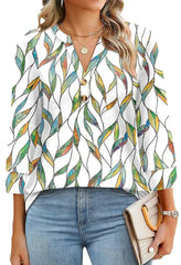 Women's Spring V Neck 3/4 Sleeve Blouse