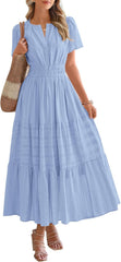 Women's V neck Ruched Spring/Summer Maxi Dress